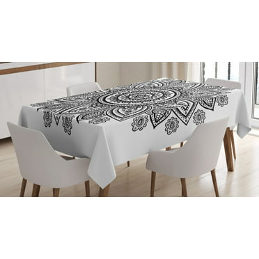 Native Ethnic Geometric Tribal Indian Striped Rectangle Tablecloth Spill Water Proof for Outdoor Indoor Table Cover 54x72 
